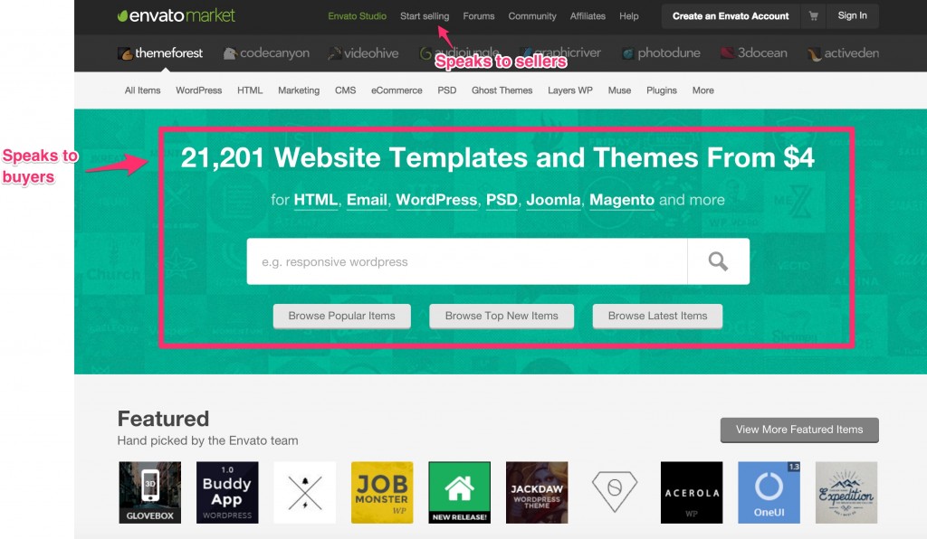 themeforest homepage
